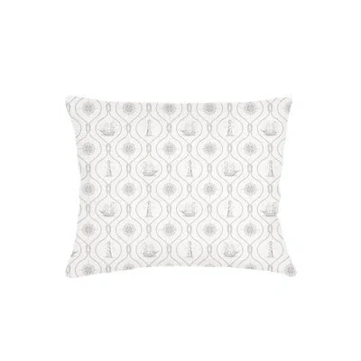 Anaya Grey Maritime Compass Linen Dutch Euro Pillow 28x36 With Down Alternative Insert In White