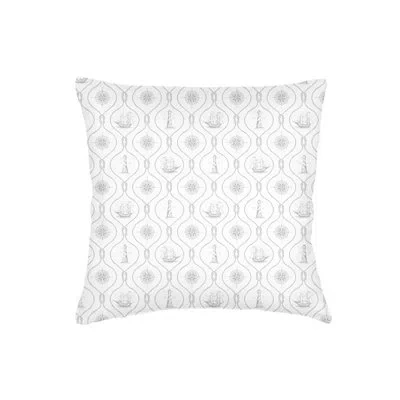 Anaya Grey Maritime Compass Linen Pillow 22x22 With Down Alternative Insert In Gray