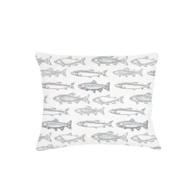 Anaya Grey School Of Fish Linen Dutch Euro Pillow 28x36 With Down Alternative Insert In Gray