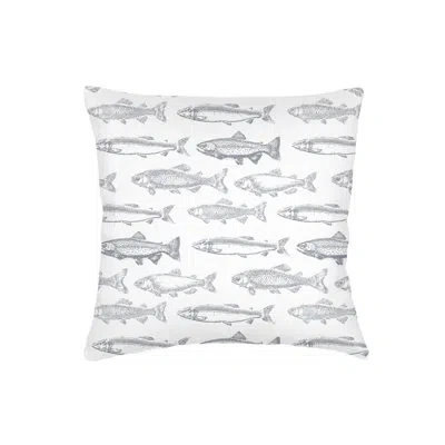 Anaya Grey School Of Fish Linen Euro Pillow 26x26 With Down Alternative Insert In Gray