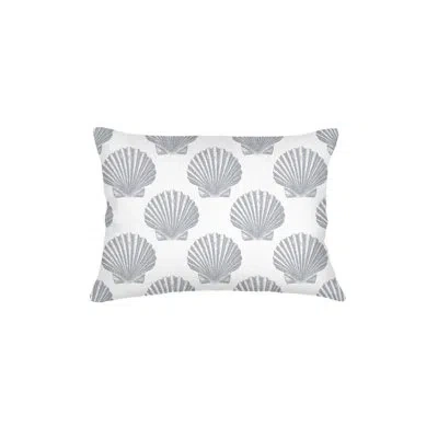 Anaya Grey Vintage Shell Linen Pillow 14x20 With Down Insert In Gray
