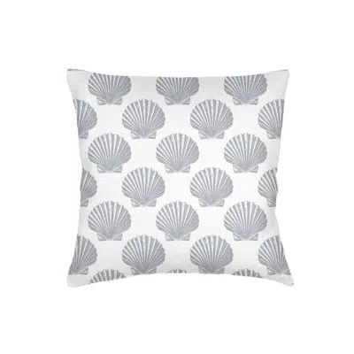 Anaya Grey Vintage Shell Linen Pillow 22x22 With Down Alternative Insert In Gray