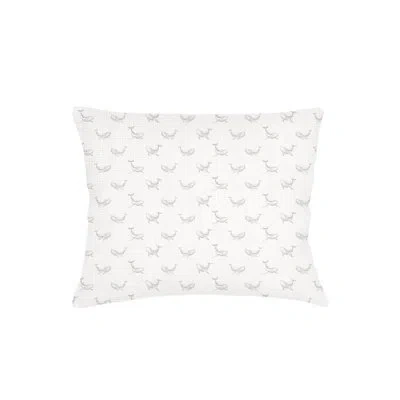 Anaya Grey Whale Watch Linen Pillow Standard Sham In White