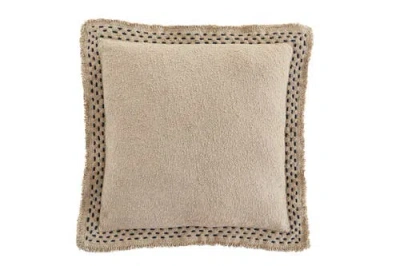 Anaya Hand Quilted Border Cotton Pillow In Beige
