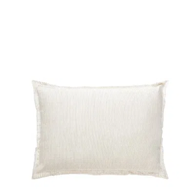 Anaya Home Beige Pinstripe So Soft Linen Pillow In White
