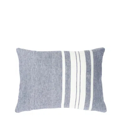 Anaya Home Chambray Blue Bold Stripe Linen Pillow
