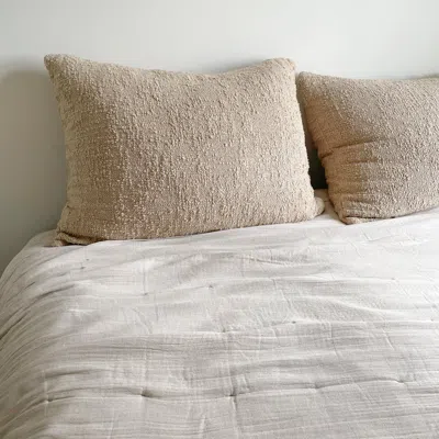 Anaya Home Cotton Beige Boucle Dutch Euro Pillow 28 X 36 In Brown