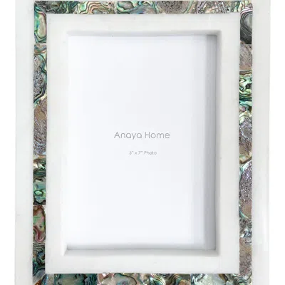 Anaya Home Rainbow Pearl White Marble Picture Frame In Multi
