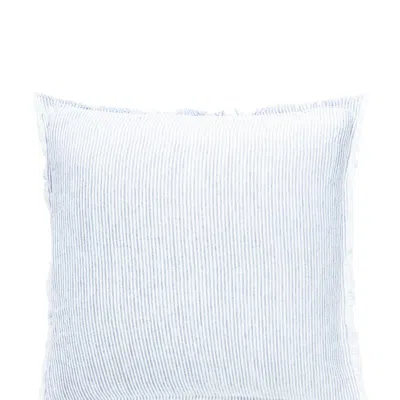 Anaya Home Sky Blue Pinstripe So Soft Linen Pillow In White