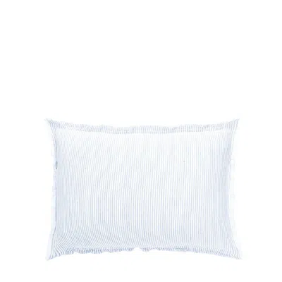 Anaya Home Sky Blue Pinstripe So Soft Linen Pillow In White