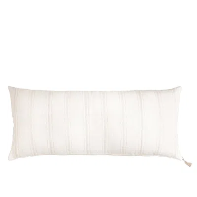 Anaya Home White With Beige Stripes Linen Pillow