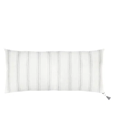 Anaya Home White With Grey Stripes Linen Pillow 13 X 30