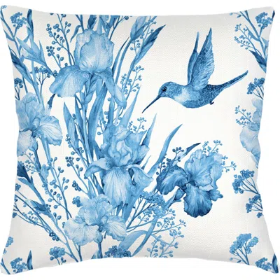 Anaya Hummingbird Garden Linen Pillow Cover Only In Blue