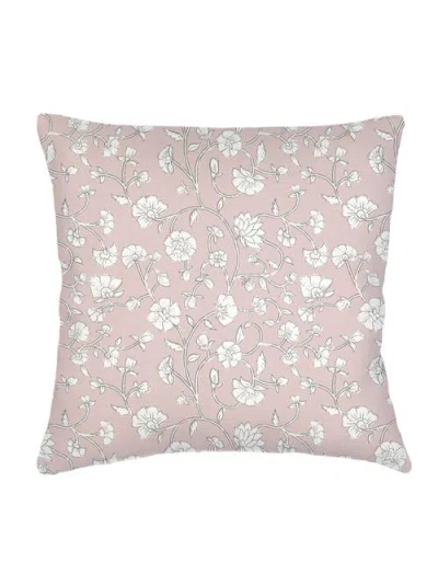Anaya Jaipur Floral Linen Pillow With Down Alternative Insert In Brown