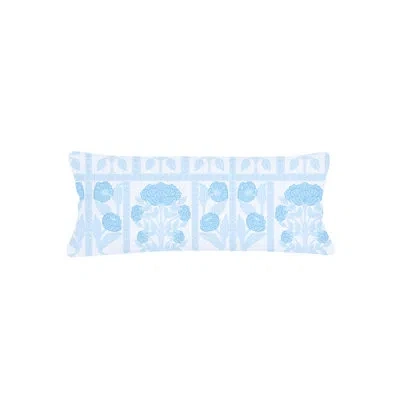 Anaya Light Blue Blossom Field Linen Pillow 14x40 With Down Insert