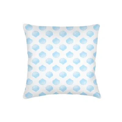 Anaya Light Blue Retro Shell Linen Euro Pillow 26x26 Cover Only