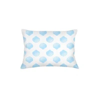 Anaya Light Blue Retro Shell Linen Pillow 14x20 With Down Alternative Insert