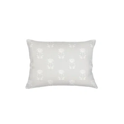 Anaya Light Grey Block Print Linen Pillow 14x20 With Down Alternative Insert In Light Gray,down Alternative