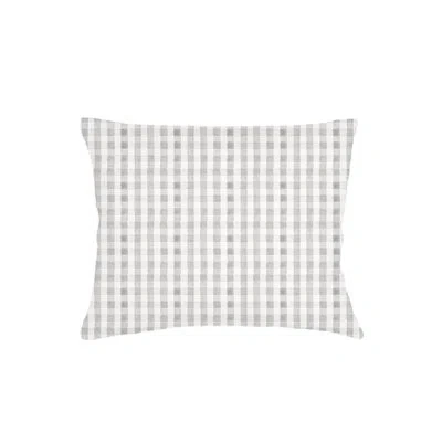 Anaya Light Grey Gingham Linen Dutch Euro Pillow 28x36 Cover Only In Gray