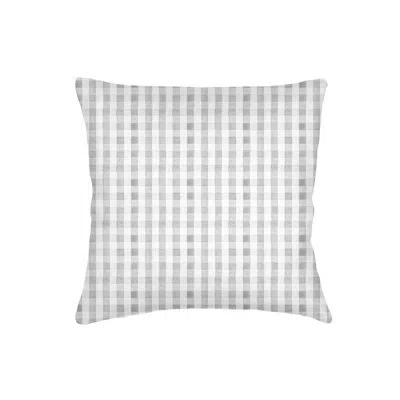 Anaya Light Grey Gingham Linen Pillow 22x22 Cover Only In Gray