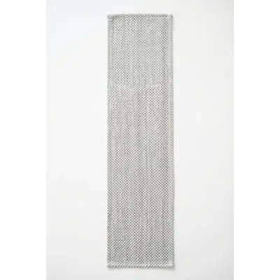 Anaya Light Grey Shoreline Grid Indoor Outdoor Table Runner 14x72 In Gray