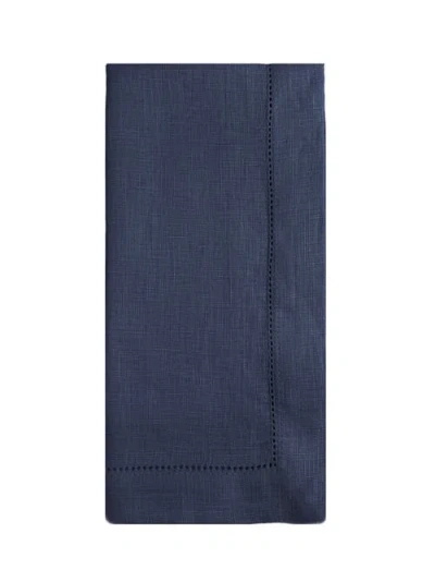 Anaya Linen Hemstitch Napkin Set In Blue