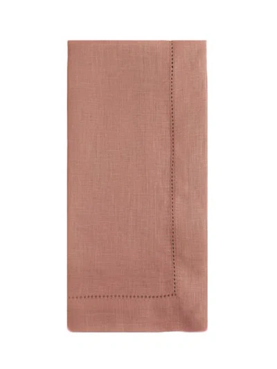 Anaya Linen Hemstitch Napkin Set In Brown