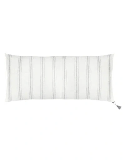 Anaya So Soft Striped Linen Pillow In White With Grey Stripes