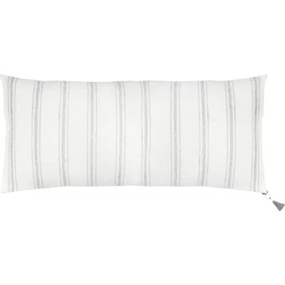 Anaya Linen Pillow With Down Alternative Insert In White With Grey Stripes