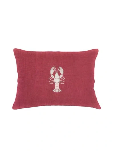 Anaya Lobster Trap Embroidered Linen Pillow With Down Insert In White
