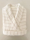 Anaya Luxe Striped Robe In Beige