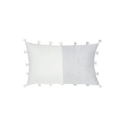 Anaya Luxe Tassels 12 X 20 Down Alternative So Soft Linen Pillow In Light Gray,white