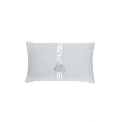 Anaya Luxe Trim Down Alternative 12 X 20 So Soft Linen Pillow In Light Gray,white,down Blend