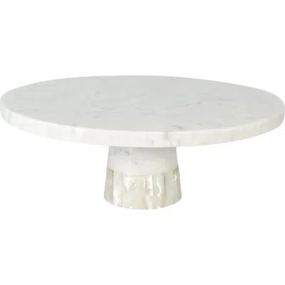 Anaya Marble Cake Stand With Mother Of Pearl Inlay In White