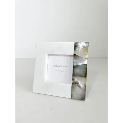 Anaya Marble Picture Frame In White;iridescent Gray