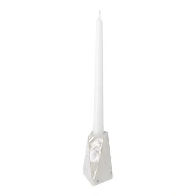 Anaya Marble Tabletop Candlestick In White,light Gold
