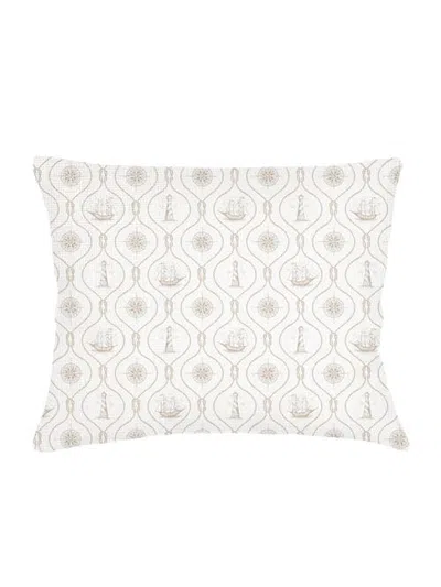 Anaya Maritime Compass Linen Dutch Euro Pillow With Down Alternative Insert In Natural Beige