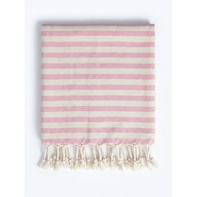 Anaya Mediterranean Stripe Pink Cotton Turkish Towel