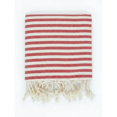 Anaya Mediterranean Stripe Red Cotton Turkish Towel