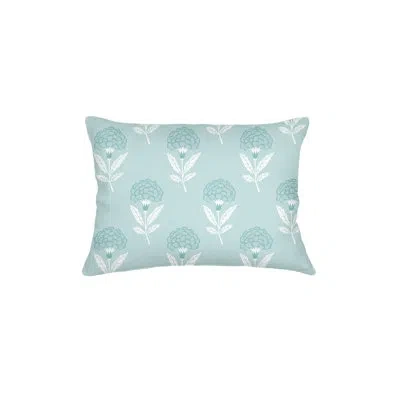 Anaya Mint Green Royal Bloom Linen Pillow 14x20 Cover Only In Blue