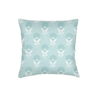 Anaya Mint Green Royal Bloom Linen Pillow 22x22 Cover Only In Blue