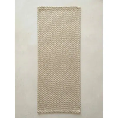 Anaya Natural Beige Herringbone Bay Indoor Outdoor Table Runner 14x72 In Brown
