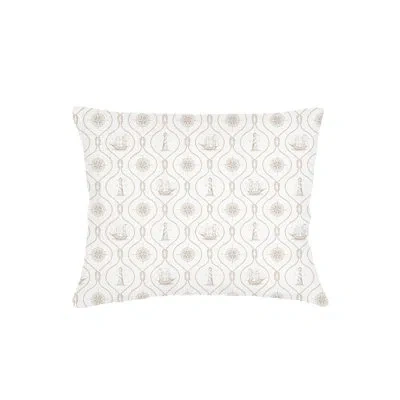 Anaya Natural Beige Maritime Compass Linen Pillow King Sham