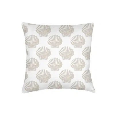 Anaya Natural Beige Vintage Shell Linen Pillow 20x20 With Down Alternative Insert