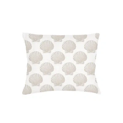 Anaya Natural Beige Vintage Shell Linen Pillow Standard Sham In Gray