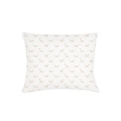 Anaya Natural Beige Whale Watch Linen Pillow Queen Sham