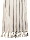 Anaya Natural Linen Stripe Bath Towel With Knotted Fringe In Black