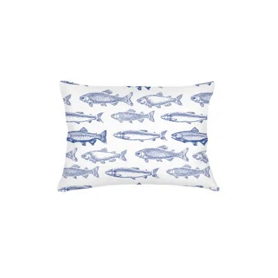 Anaya Navy Blue School Of Fish Linen Pillow 14x20 Cover Only In Multi