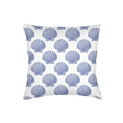 Anaya Navy Blue Vintage Shell Linen Pillow 20x20 With Down Alternative Insert