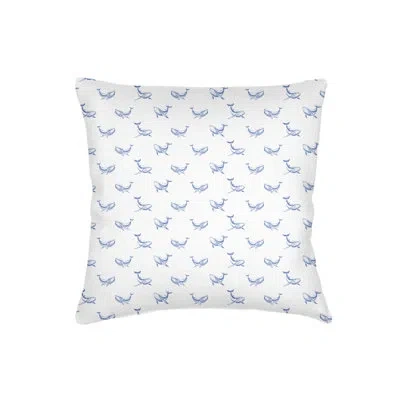 Anaya Navy Blue Whale Watch Linen Pillow 22x22 Cover Only